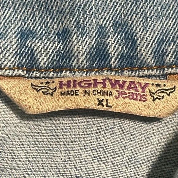 Highway Jeans blue denim Jean long jacket distressed oversized sized XL - Picture 16 of 16